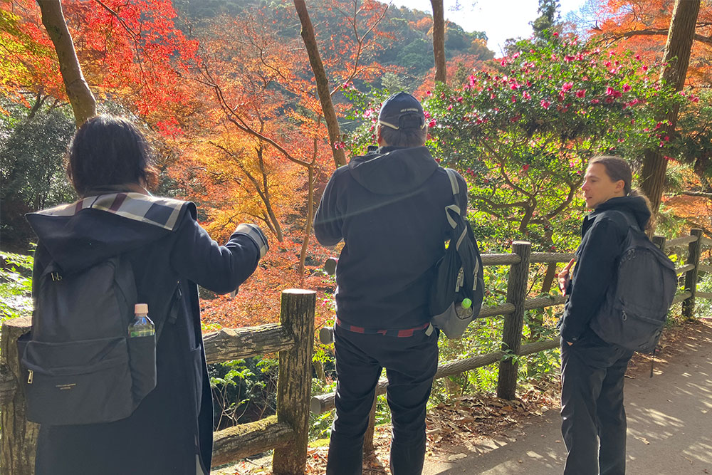 箕面公園でのヨガ体験と箕面大滝（大阪府箕面市）